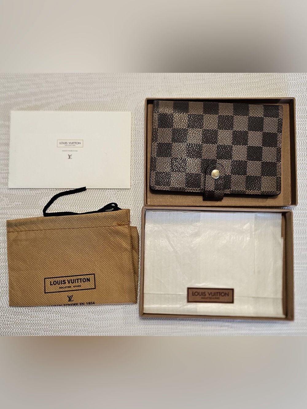 Louis Vuitton Brown Damier Ebene Agenda PM with Box